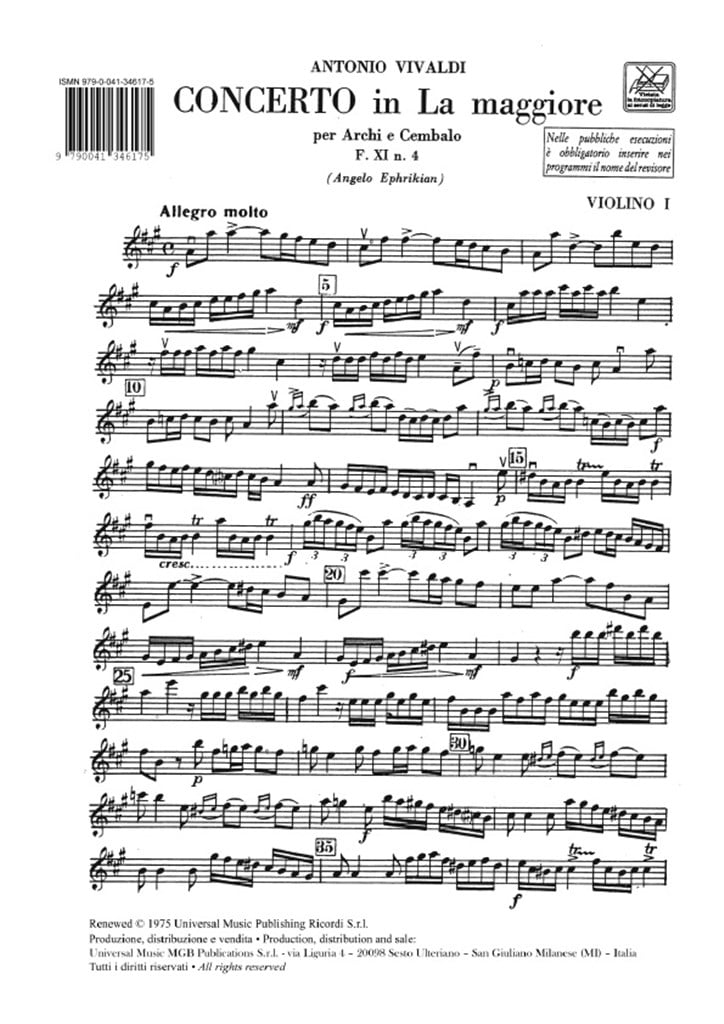 Concerti Per Archi E B.C.: In La Rv 158